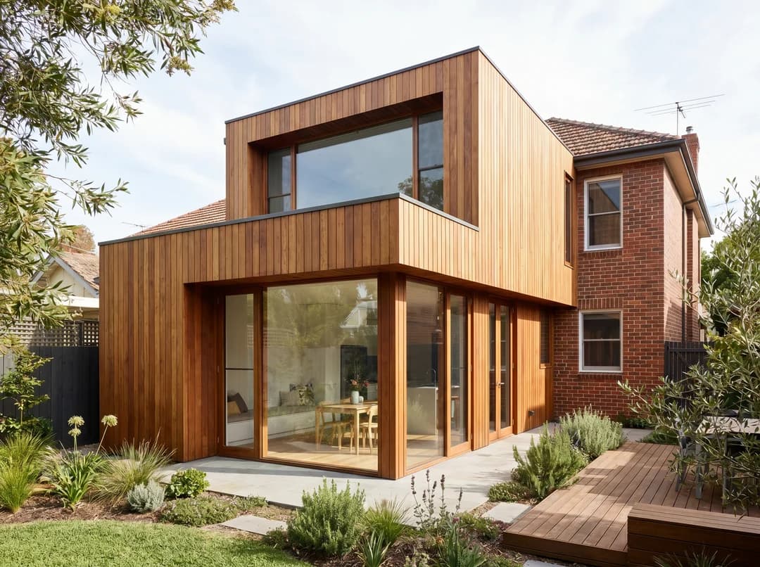 Avis de permis de construction affiché devant une maison résidentielle moderne