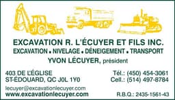 Logo Excavation R. Lécuyer & Fils Inc., Fosse septique / Plomberie ext. à Saint-Édouard
