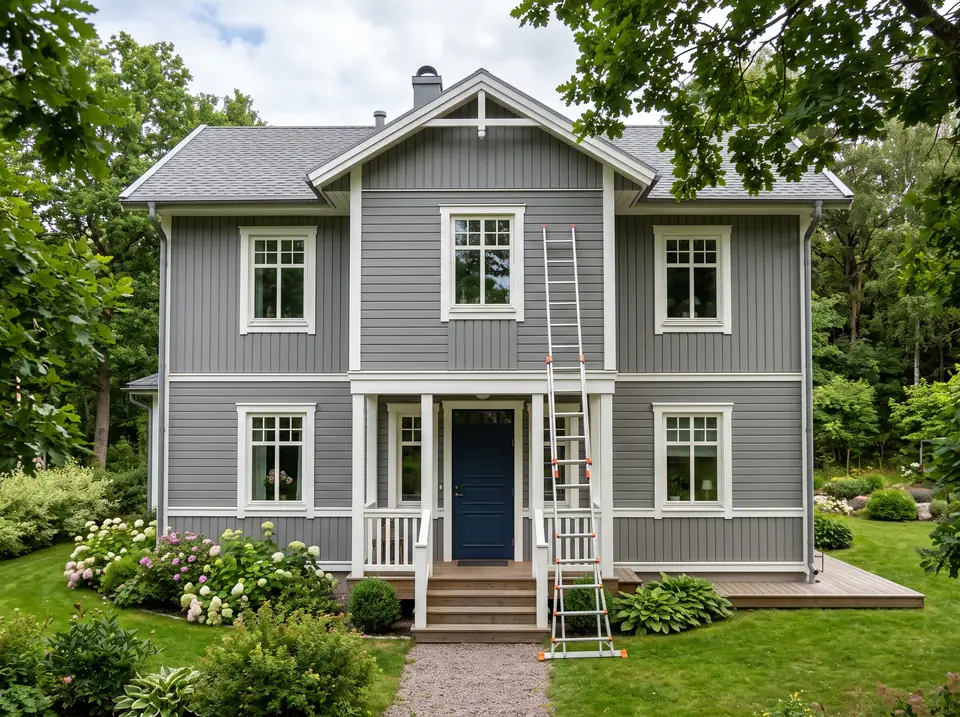 Maison de bois repeinte